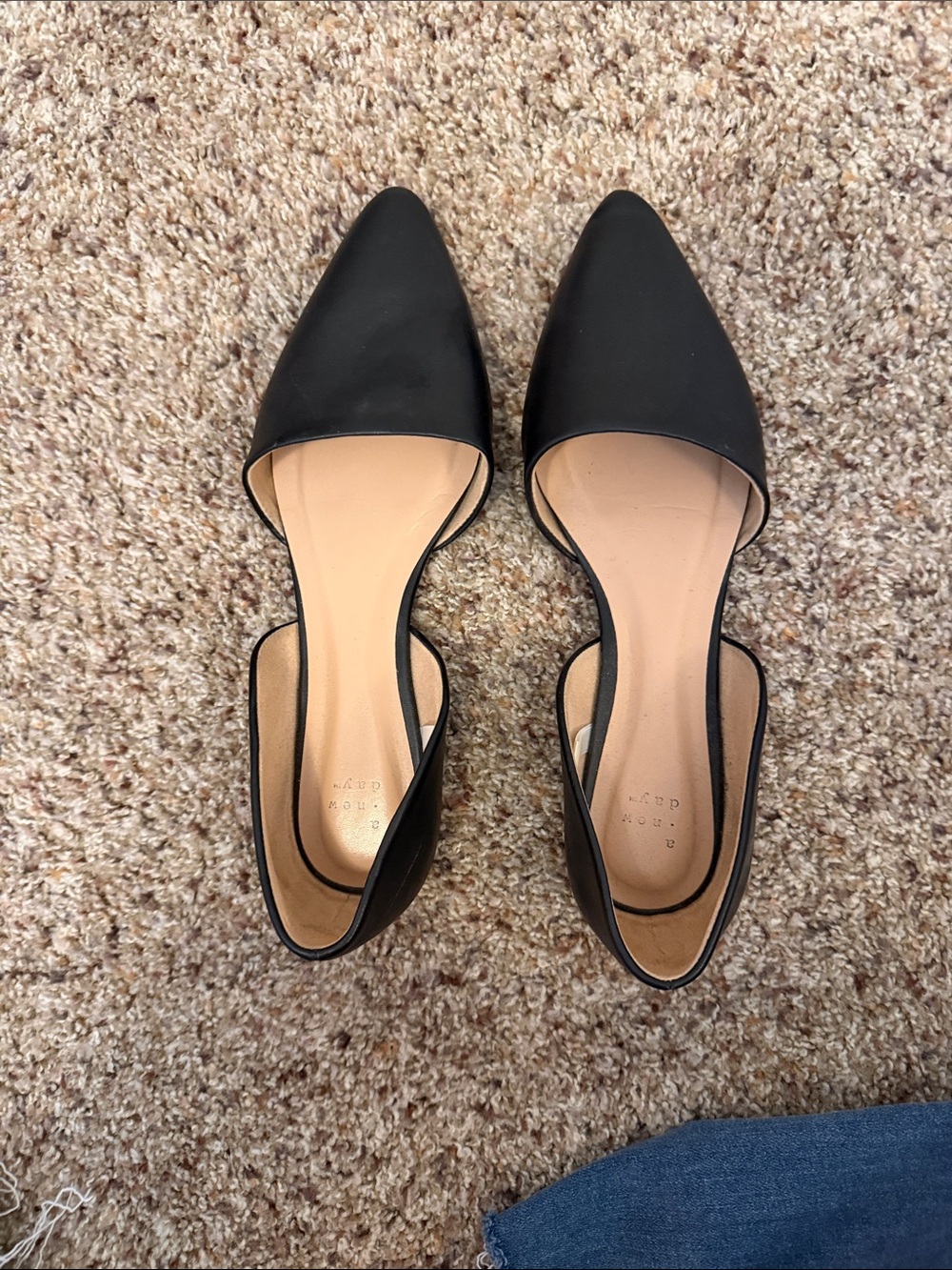 a new day Black D'Orsay Pointed-Toe Flats